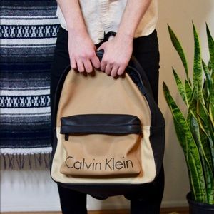 Calvin Klein Logo Faux Leather Backpack